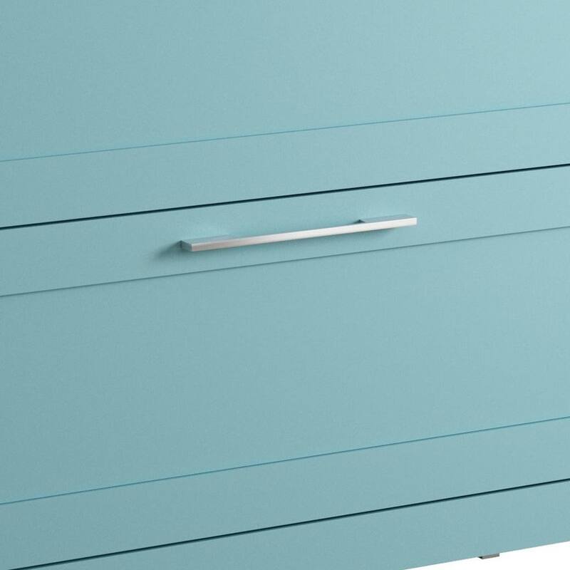 HomeRoots 40" Blue Wood Freestanding Bathroom Vanity With White Sink And Two Drawers - 40.00 in. x 35.06 in. x 17.75 in.