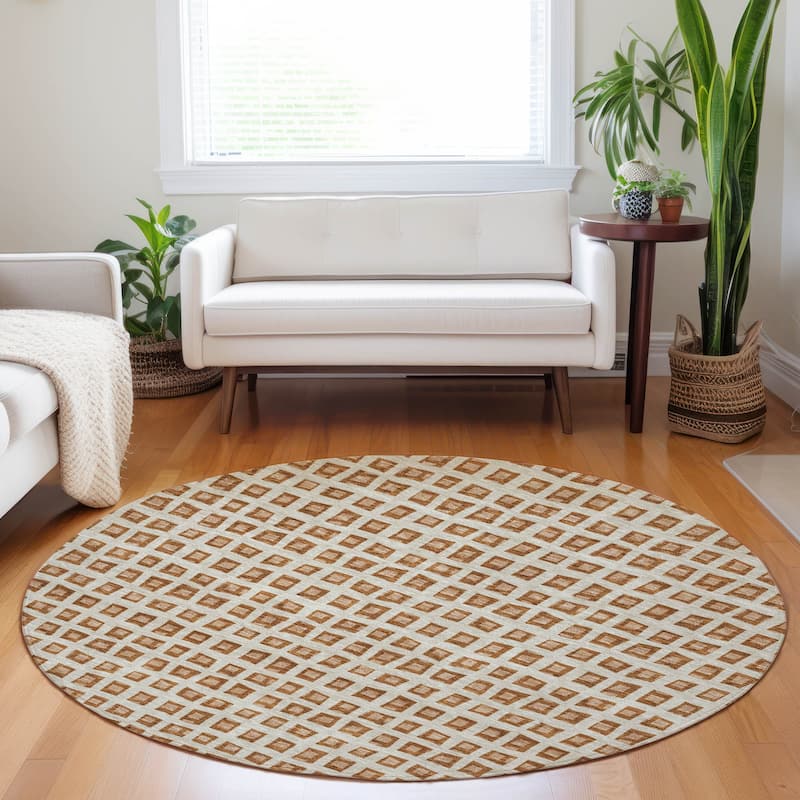 Premium Washable Super Soft Modern Contemporary Mayfield Rug - Paprika - 8' x 8' - Round