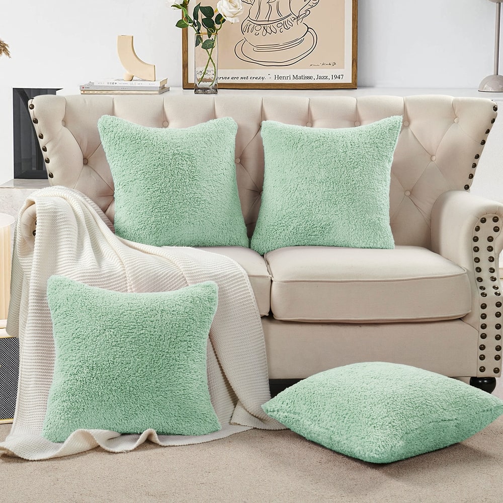 Accent Sherpa Pillow Cover Set of 4 20Inch x 20Inch, NO INSERT