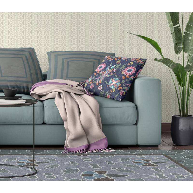 Amrita Sen Everest Peacock Indoor Outdoor Pillow Zip