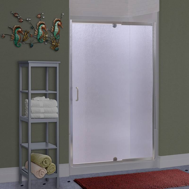 Miseno Suave 69" High x 36-42" Wide Hinged Framed Shower Door with - Brushed Nickel