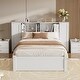 preview thumbnail 15 of 22, Twin Platform Bed with Storage Headboard, Lockers & Pine Wood Frame, Grey