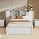 preview thumbnail 15 of 22, Twin Size Platform Bed with Storage Headboard, 3-Shelves, 2-Side Lockers, Solid Pine Wood Frame for Bedroom, Grey