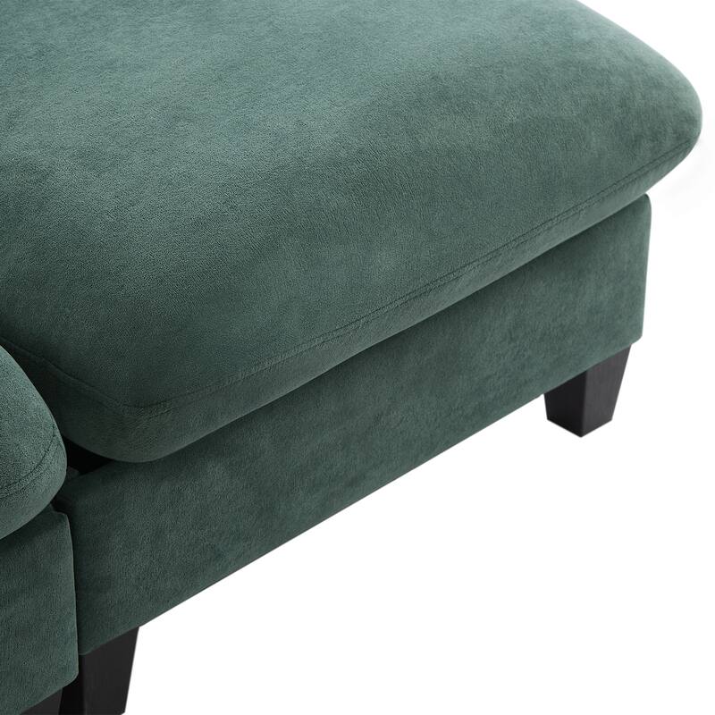 83" Chenille L-Shaped Sectional Sofa with Storage Ottoman and 6 Throw Pillows
