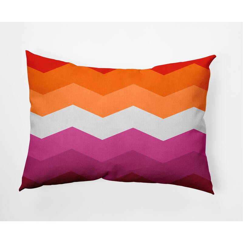 Pride Chevron Outdoor Throw Pillow - 14" x 20" - Inclusive Lesbian Chevron