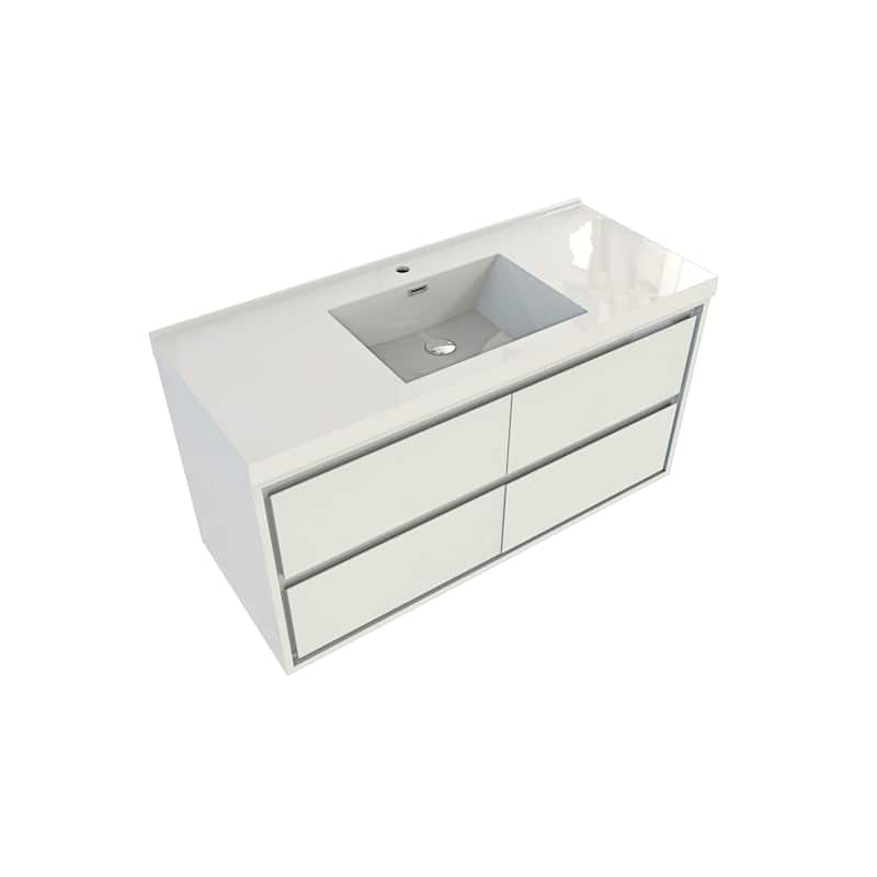 Sage 60" wall mounted bathroom vanity with single basin acrylic top