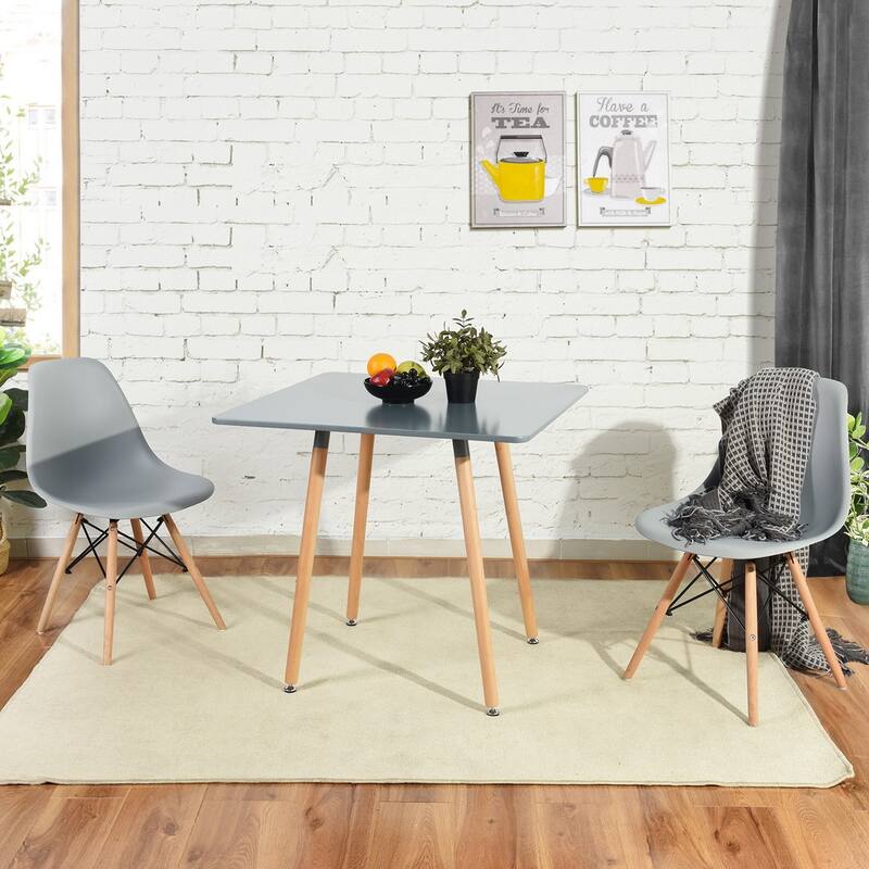Homylin 31.5" Modern Square Dining Table with Wooden Legs, Black or Gray Blue