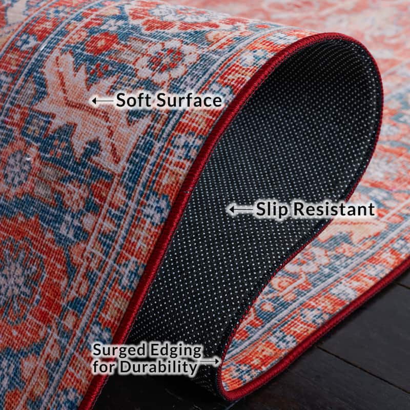 SAFAVIEH Tucson Machine Washable Slip Resistant Reba Traditional Rug