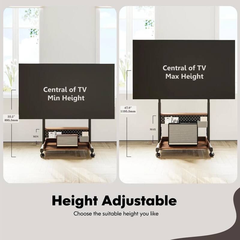 FITUEYES Mobile TV Stand Modern Storage TV Cart Mount for TVs Up to 85 Inch