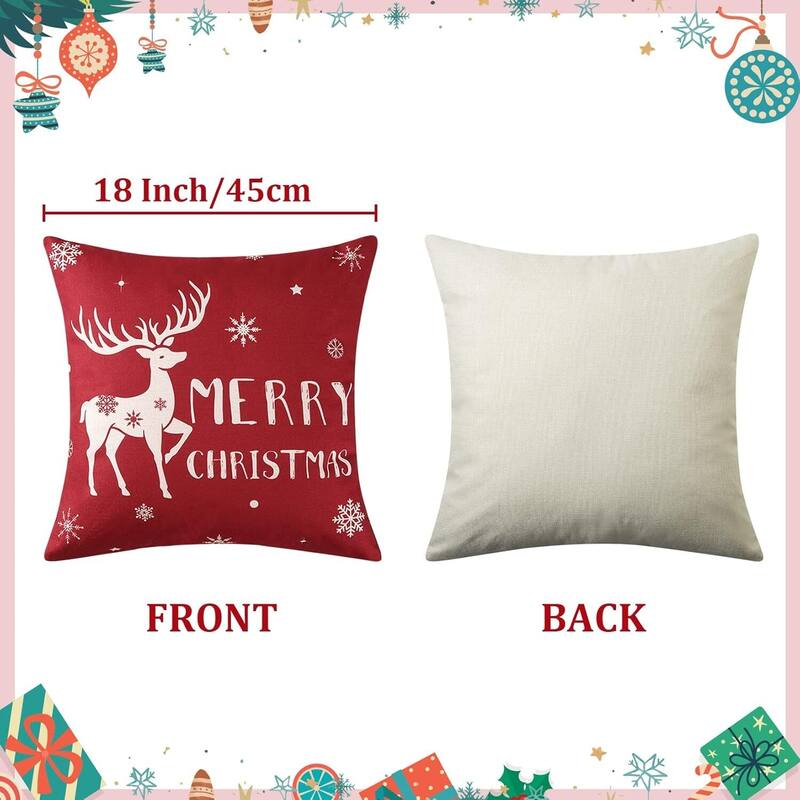 18x18 inch Set of 4 Christmas Decorations Pillow Covers, Pillow Case