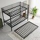 preview thumbnail 8 of 9, Black Twin Size Metal Bunk Bed with Trundle, Ladder and Full-Length Guardrail, Noise Free