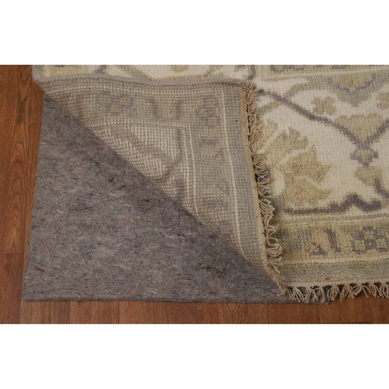 Transitional Beige Oushak Indian Area Rug Handmade Wool Carpet - 8'9" x 12'1"