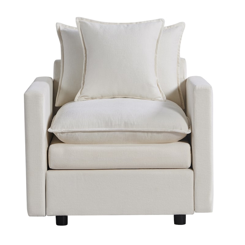 White 33.07" Upholstered Arm Chair