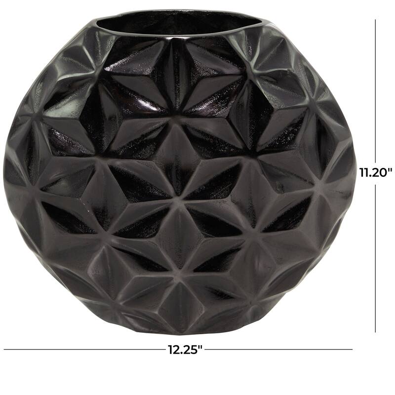 CosmoLiving by Cosmopolitan Aluminum Metal Faceted Geometric Vase - Black, Silver, Gold