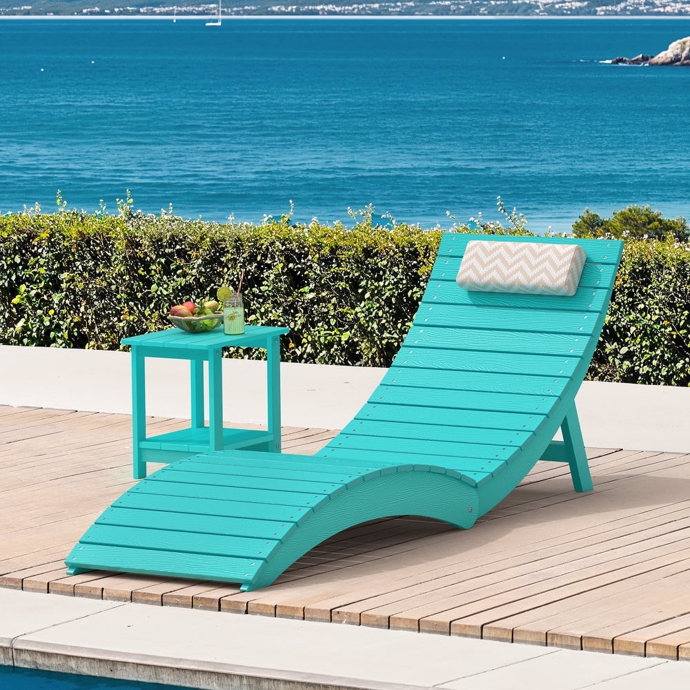 Folding HDPS Plastic Outdoor Pool Chaise Lounges Lounge Chair Outdoor with Headrest Cushions
