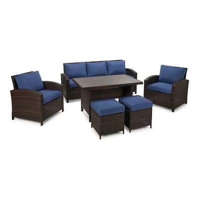 6-Piece Outdoor Wicker Patio Conversation Set
