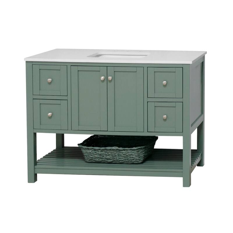 KitchenBathCollection Lakeshore 48" Bathroom Vanity with Engineered White Top