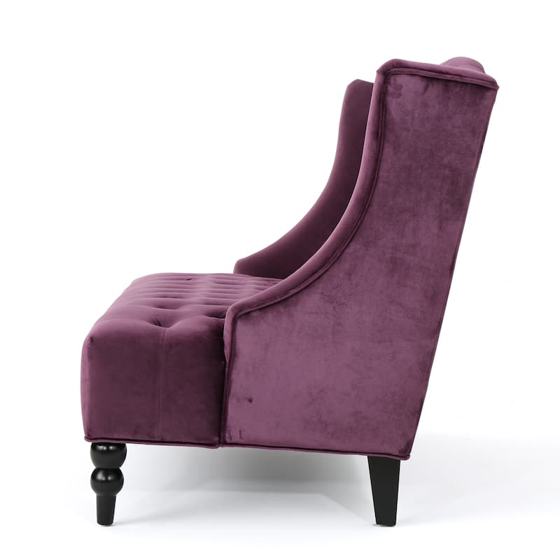 50.25" Velvet Button Tufted High Wingback Loveseat Sofa with Wood Legs for Living Room