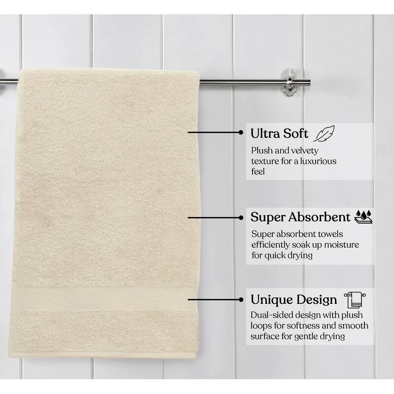 Delara Organic Cotton Feather Touch Quick Dry 650 GSM Bath Sheet, 36"X70"