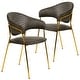 preview thumbnail 16 of 61, Set of 2 Bella Modern Leather or Velvet Upholstered Dining Chair with Gold Stainless Steel Legs for Home Office Kitchen Charcoal