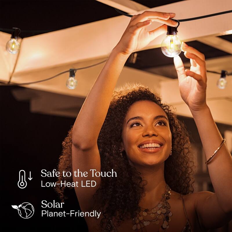 Brightech Ambience Pro 12-Light 27 ft. Outdoor Solar 1W 3000k LED G45 Globe Bulb String-Light