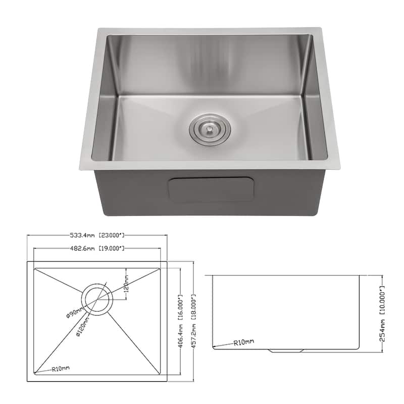 10 inch Deep Single Bowl Kitchen Sink Basin