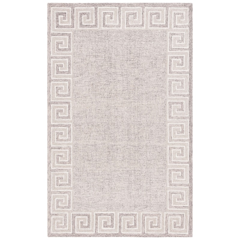 SAFAVIEH Handmade Ebony Ervehe Contemporary Wool Rug - 8' x 10' - Dark Grey/Ivory