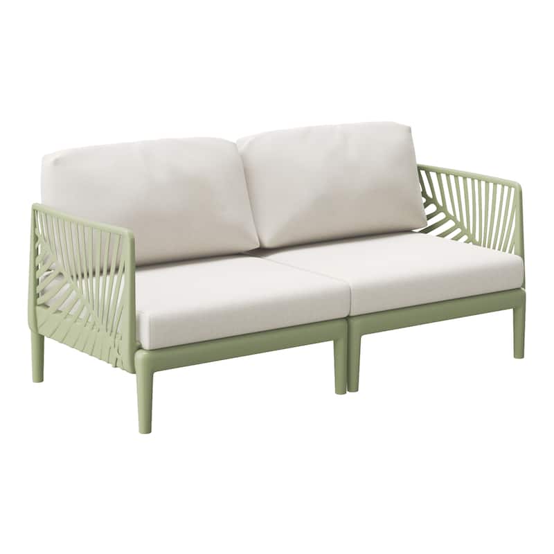 Frond and Form Outdoor Patio Love Seat with Cushions - Green