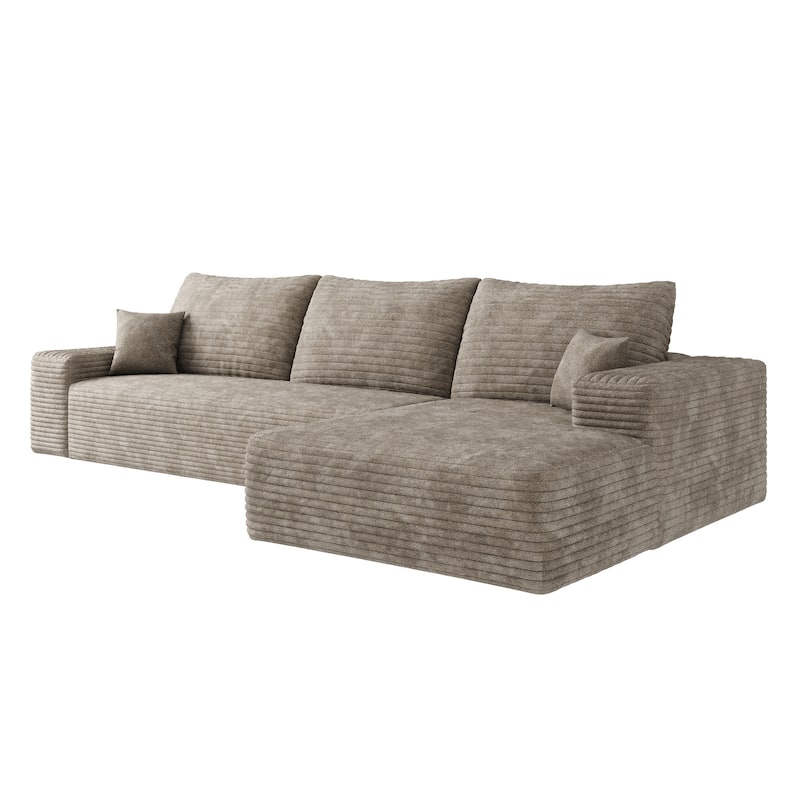 107" Cloud Chaise Sectional Sofa, Ergonomic Seat Tool-Free Assembly