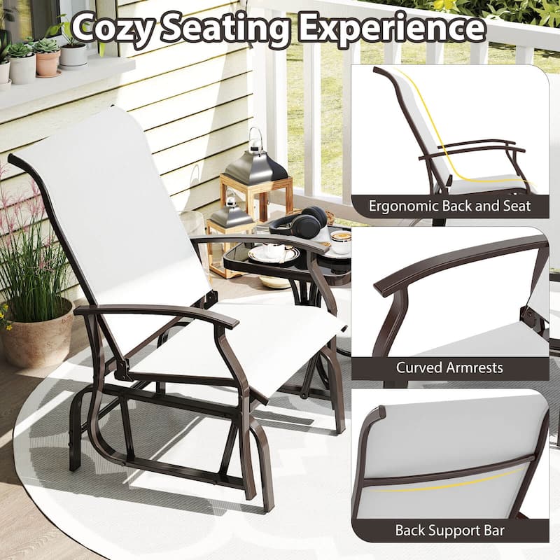 Costway Porch Gliders Set of 2/4 with Reclined High Back Breathable - See Details