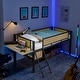 preview thumbnail 22 of 38, Metal Loft Bed with Desk, Rattan Loft Bed Frame with Hanging Storage