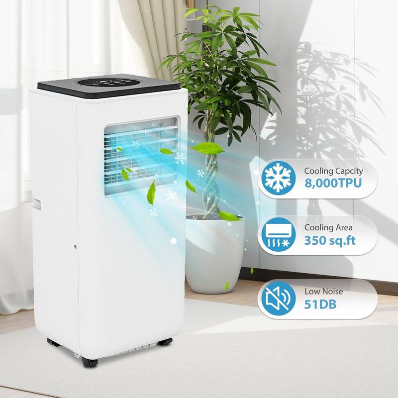 8000 BTU Portable Air Conditioner with Dehumidifier, Quiet 3-in-1 Cooling