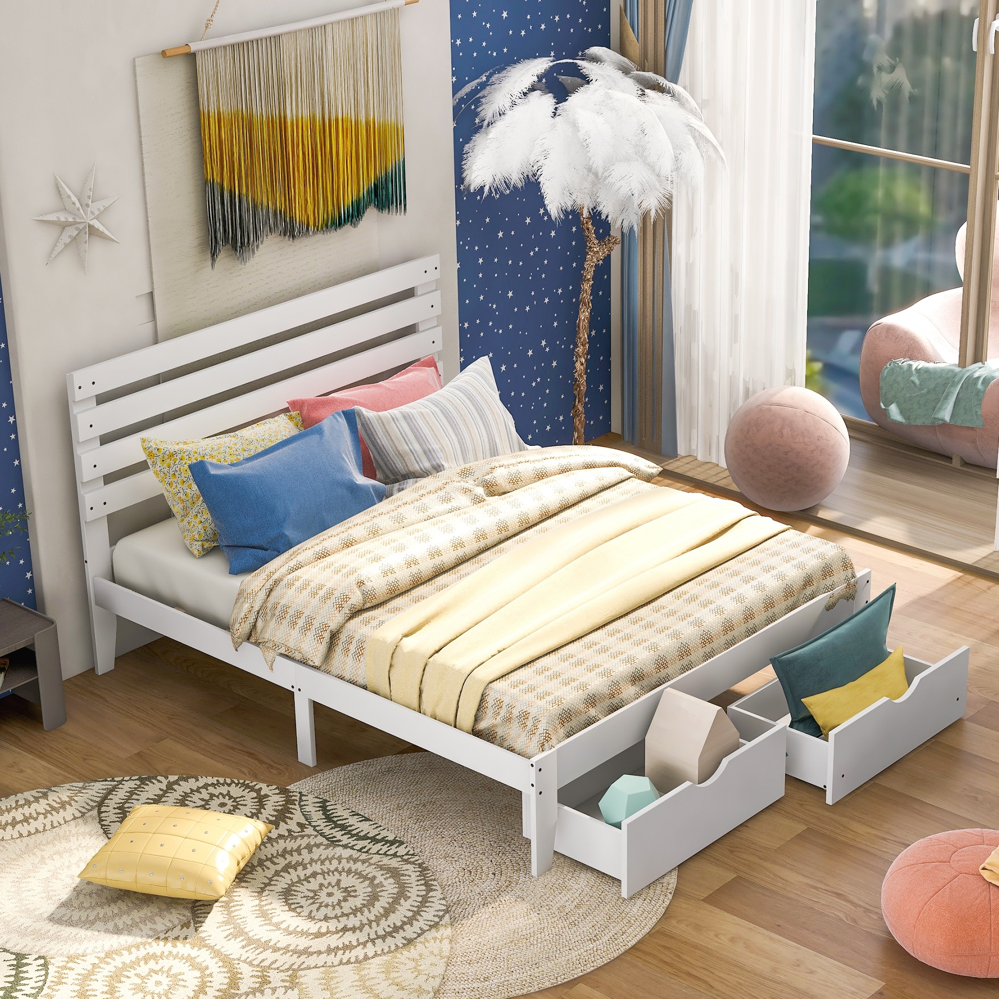 Queen high on sale platform bed frame