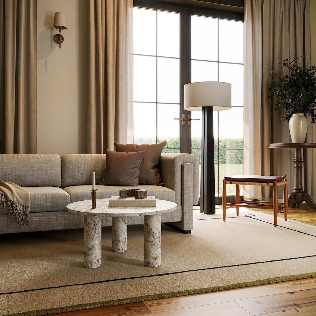 Nate Berkus Serge Bordered Wool Cozy Area Rug