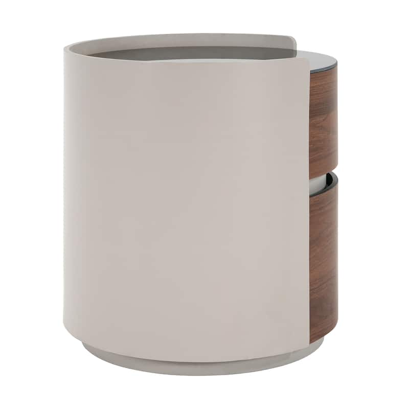 Retro MDF Side Table with Double Storage Drawers