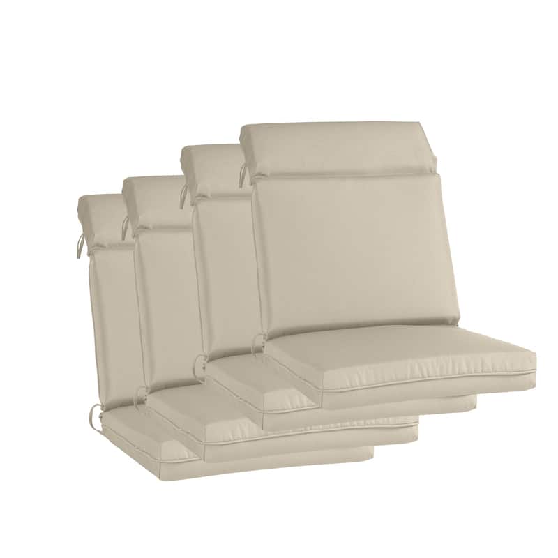 Aoodor 4Pcs Outdoor Cartridge High Back Dining Chair Cushion Set - Khaki