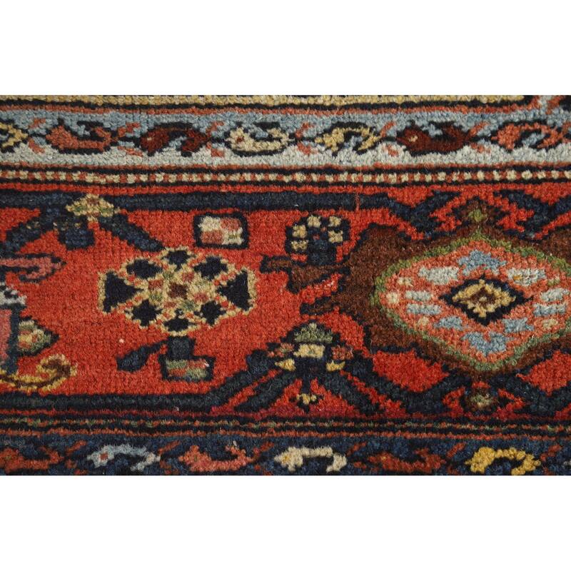 Hand Knotted Oriental 100% Wool Carpet Traditional Geometric Oranges & Rust Senneh Runner Rug - 15' 11'' X 5' 2''