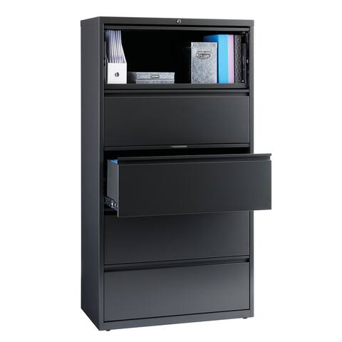 8000 Series 36" Wide 5-Drawer Lateral File Cabinet, Charcoal
