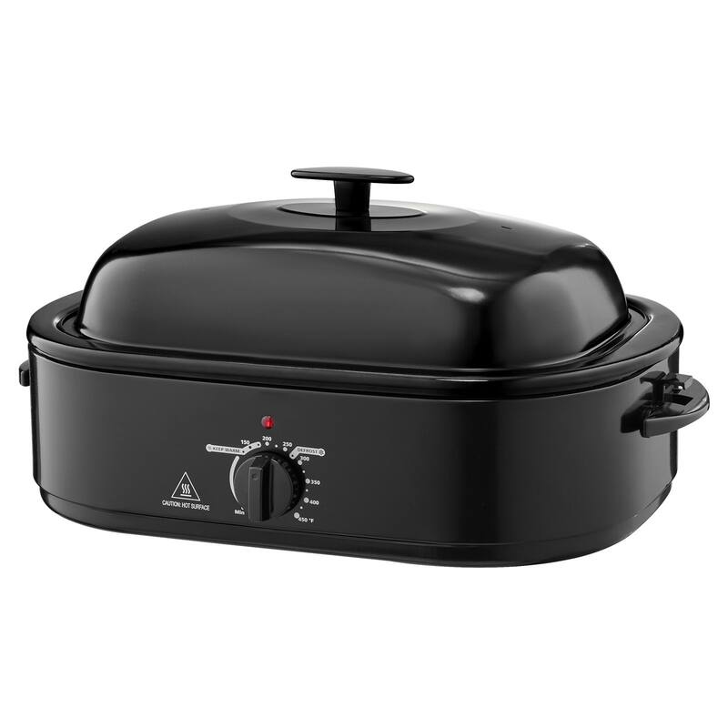 Black 18QT Electric Roaster Oven with Self-Basting Lid and Rack - 23.31 x 15.67 x 11.22 inch