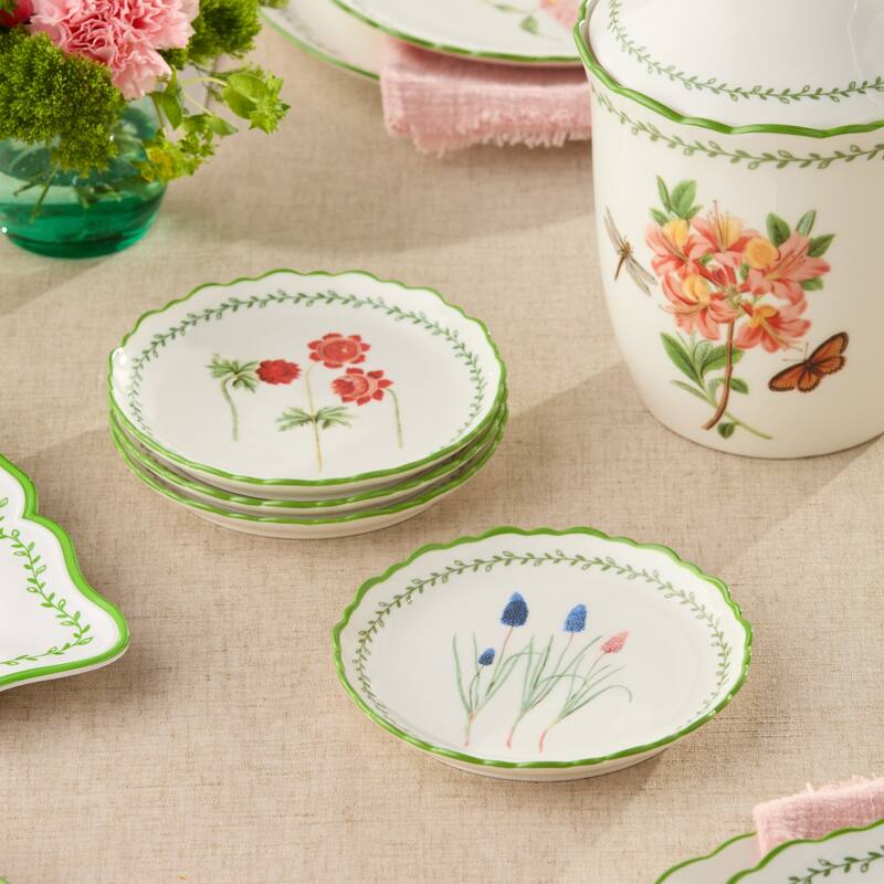 Certified International Mirabella 6" Canape/Luncheon Plates, Set of 4 Assorted Designs - 6.00"L x 6.00"W x 0.75"H