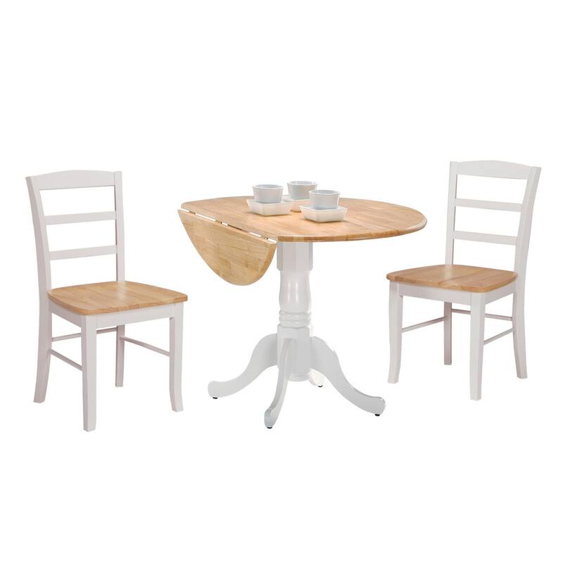 42-inch Dual Drop-leaf Pedestal 3-piece Dining Set