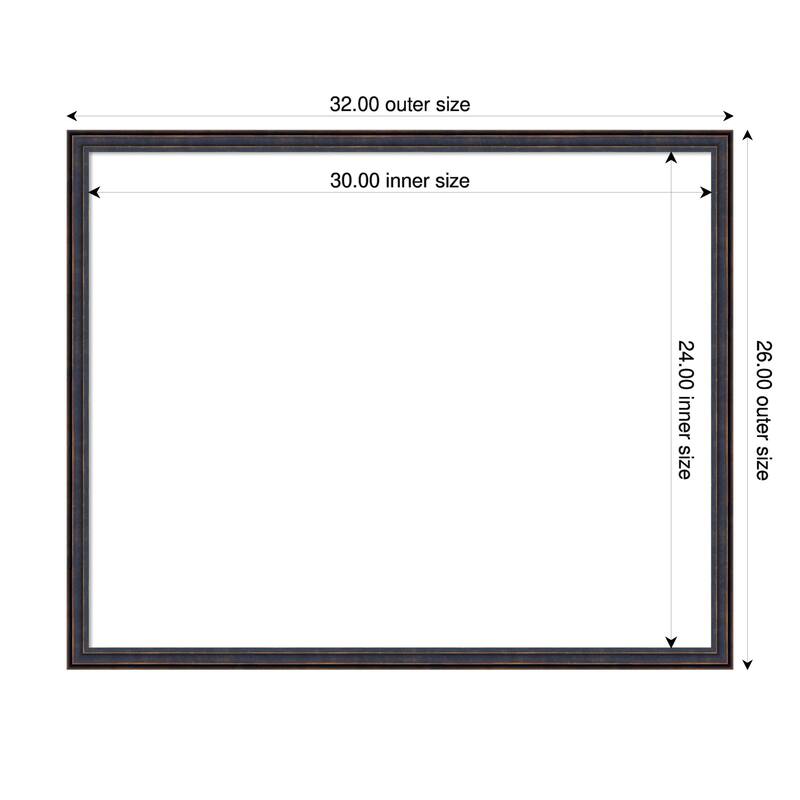 Amanti Art Dark Bronze Scoop Framed Dry Erase Magnetic Board - 32 x 26 in