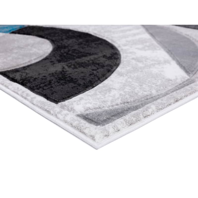 Orelsi Collection Abstract Area Rug with Hand Carved Accents