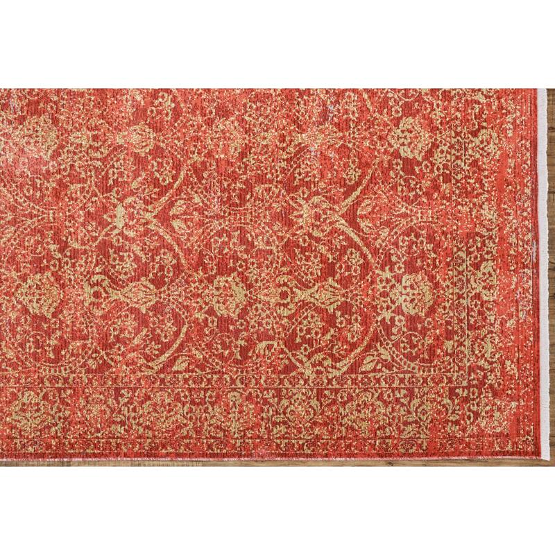 Tessina Distressed Ornamental Rug, Red/Gold/Orange, Area Rug