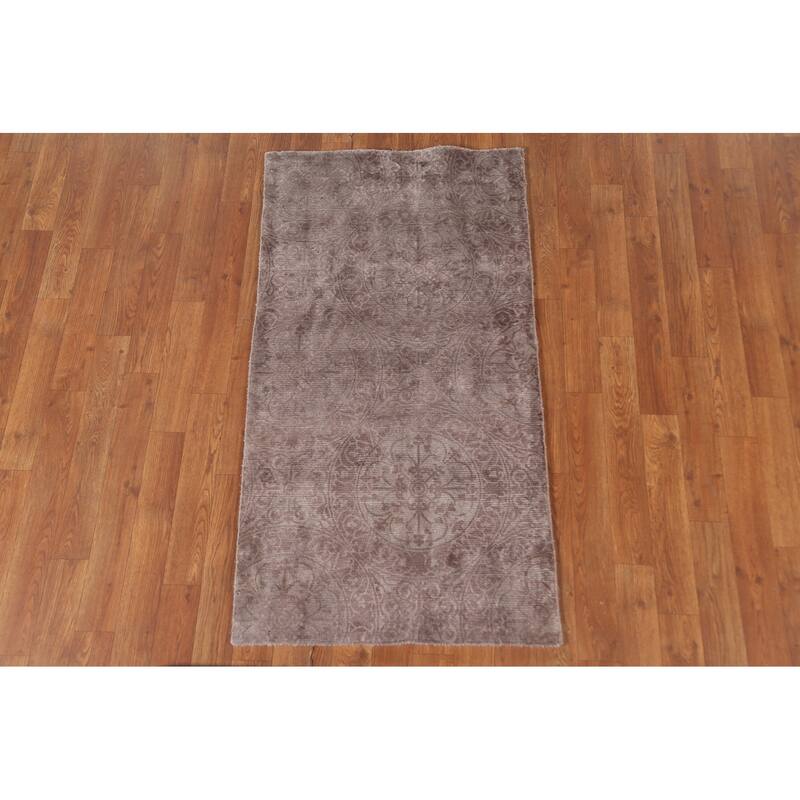 All-Over Geometric Modern Oriental Accent Rug Handmade Wool Carpet - 2'3"x 4'2"