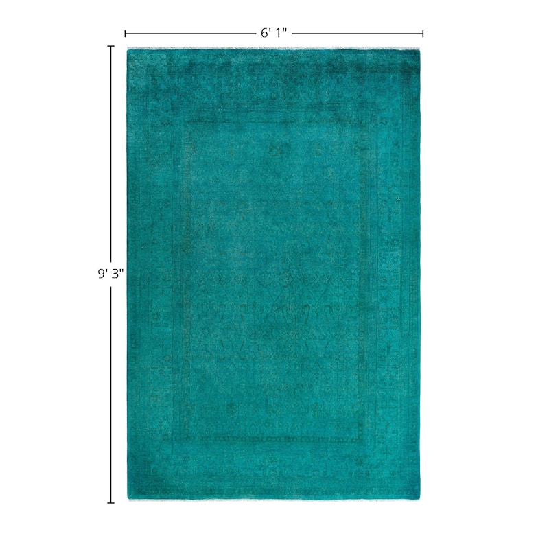 Fine Vibrance One-of-a-Kind Hand-Knotted Area Rug - Green, 6' 1" x 9' 3" - 6' 1" x 9' 3"