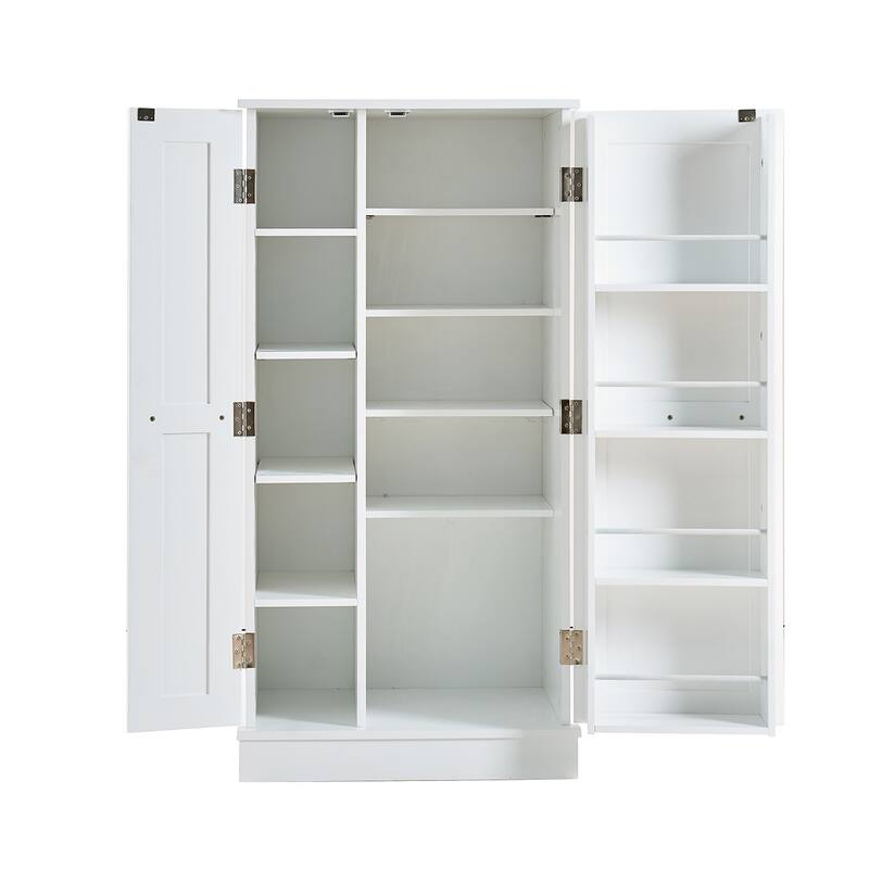 White Freestanding Kitchen Pantry Cabinet – Adjustable Shelves & Doors, Compact Storage for Food, Dining Room or Craft Room