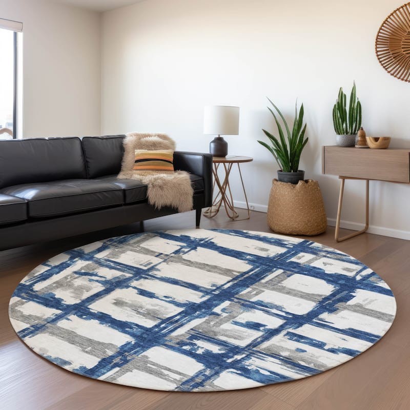 Machine Washable Indoor/ Outdoor Chantille Contemporary Abstract Rug