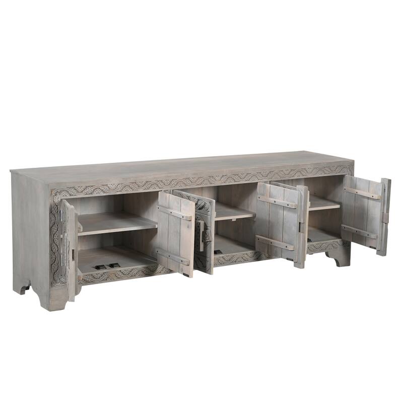 Clara 6-door Carved Solid Wood TV Stand