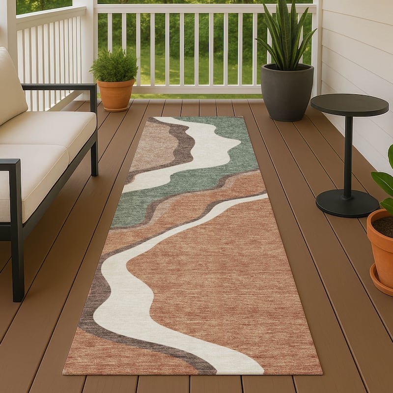Machine Washable Indoor/ Outdoor Modern Valley Chantille Rug - Copper - 2'3" x 7'6"